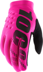 100% Brisker Gloves - Neon Pink Large - Soft-Shell Hand Protection for Cold Weather & Riding