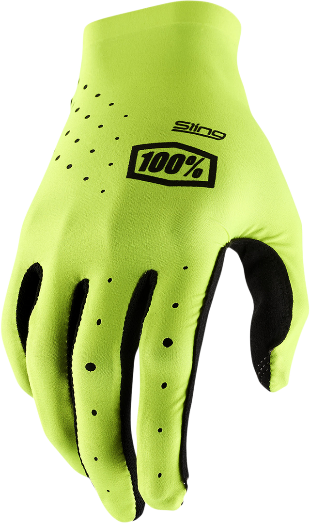 100% Sling MX Gloves Small with Fluorescent Yellow Color - Designed for Motocross and Off-Road Motorcycle Riders