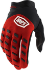 100% Airmatic Gloves - Red/Black, Small - Durable Cycling Gloves with Adjustable Wrist Closure and Enhanced Grip
