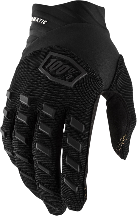 100% Airmatic Gloves - Black/Charcoal - Medium | Durable Cycling Gloves with Adjustable Wrist Closure and Tech Integration