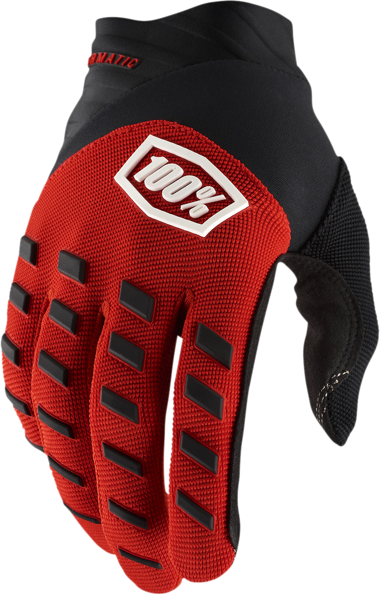 100% Youth Airmatic Gloves - Red/Black Large for Youth Bikes, ATV, and Dirt Bikes - Part Number 10001-00010