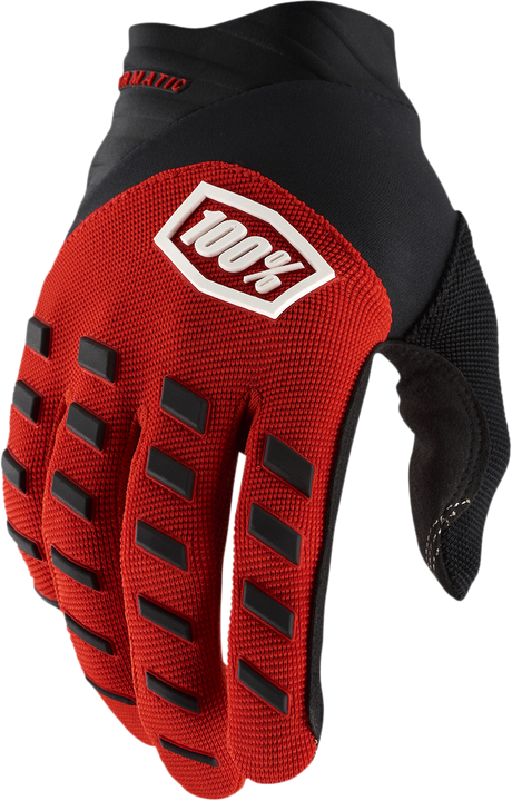 100% Youth Airmatic Gloves - Red/Black Large for Youth Bikes, ATV, and Dirt Bikes - Part Number 10001-00010