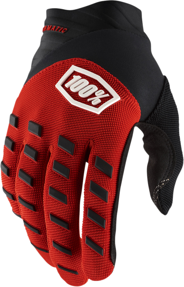 100% Youth Airmatic Gloves - Red/Black Large for Youth Bikes, ATV, and Dirt Bikes - Part Number 10001-00010