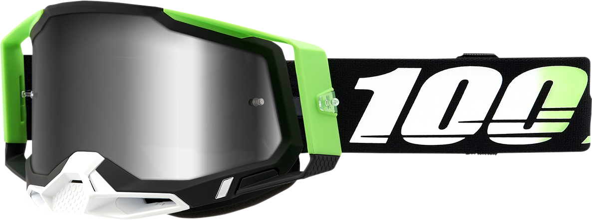 100% Racecraft 2 Goggle with Silver Mirror Lens - Kalkuta Design for Motocross and Off-Road Vehicles