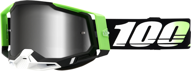 100% Racecraft 2 Goggle with Silver Mirror Lens - Kalkuta Design for Motocross and Off-Road Vehicles