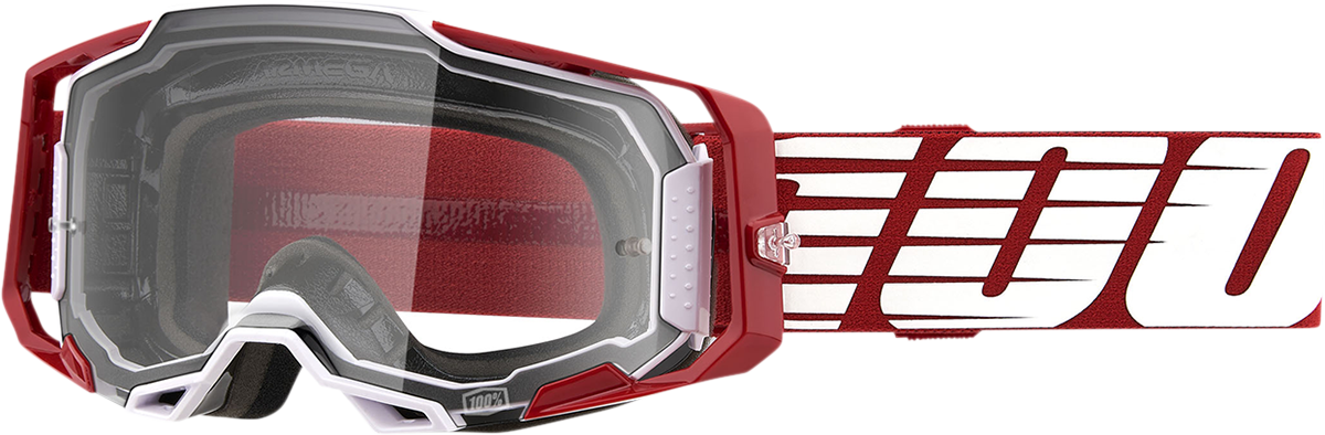100% Armega Goggle 50004-00009 - Oversized Deep Red with Clear Lens for ATV, Motocross, and Off-Road Vehicles