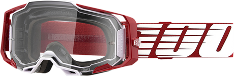 100% Armega Goggle 50004-00009 - Oversized Deep Red with Clear Lens for ATV, Motocross, and Off-Road Vehicles