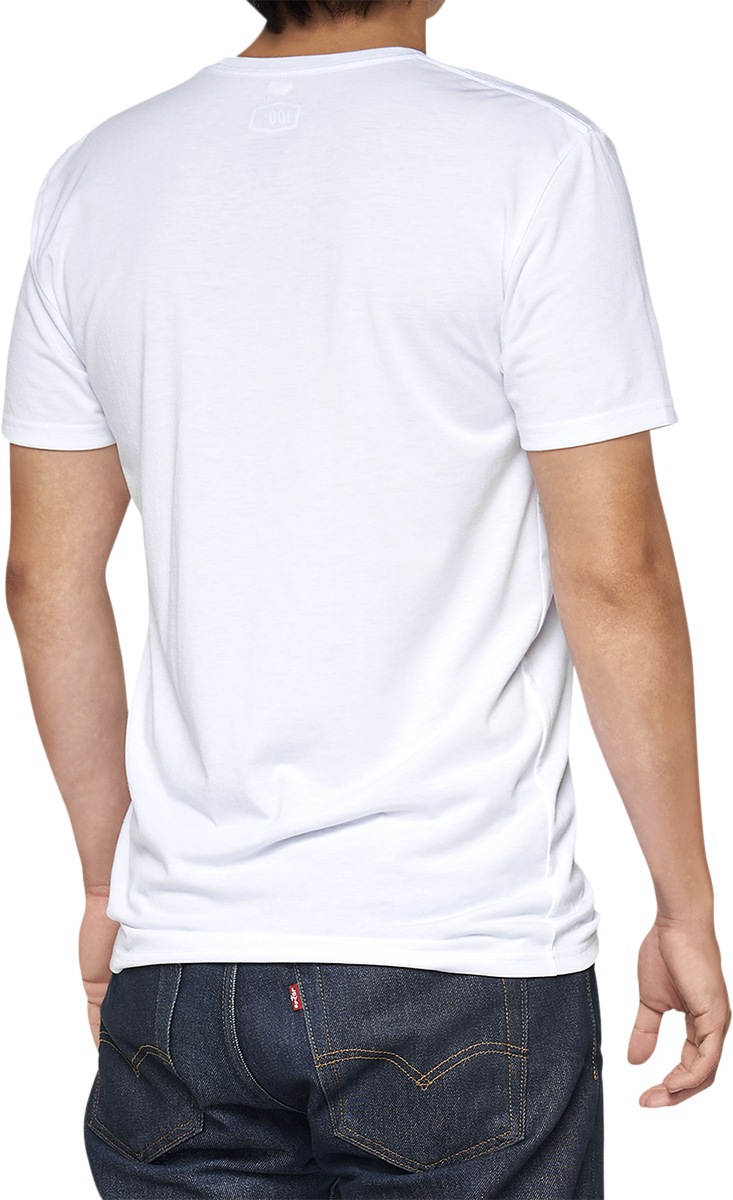 100% Tech Surman T-Shirt - White Large - Quick Dry Poly-Cotton Sport Tee with Anti-Odor Treatment