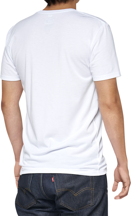 100% Tech Surman T-Shirt - White Large - Quick Dry Poly-Cotton Sport Tee with Anti-Odor Treatment
