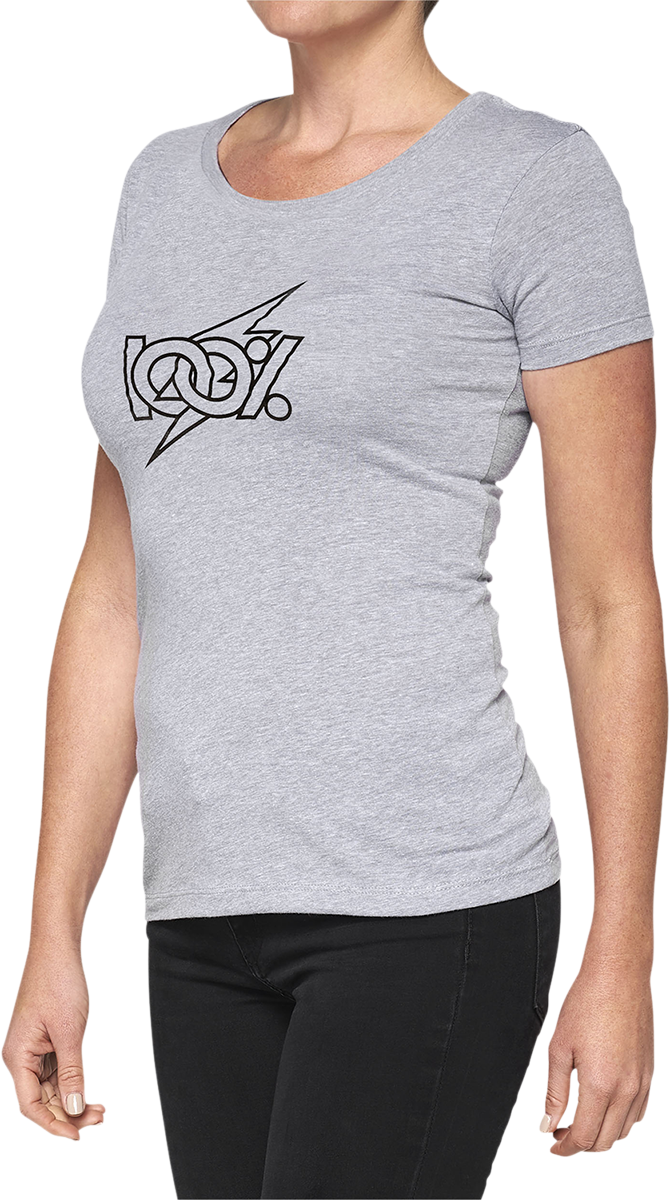100% Women's Fioki Heather Gray T-Shirt - Small | Combed Cotton/Polyester Blend, Soft Hand Screen-Print Graphic