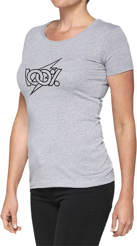 100% Women's Fioki Heather Gray T-Shirt - Small | Combed Cotton/Polyester Blend, Soft Hand Screen-Print Graphic