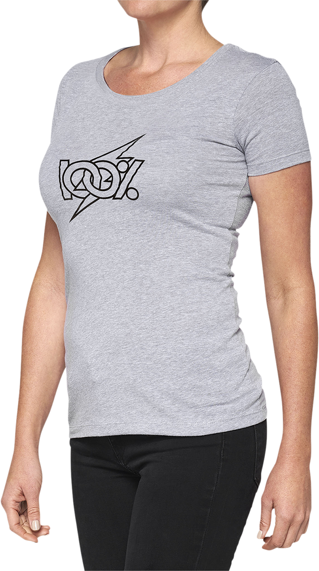 100% Women's Fioki Heather Gray T-Shirt - Small | Combed Cotton/Polyester Blend, Soft Hand Screen-Print Graphic