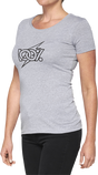 100% Women's Fioki Heather Gray T-Shirt - Small | Combed Cotton/Polyester Blend, Soft Hand Screen-Print Graphic