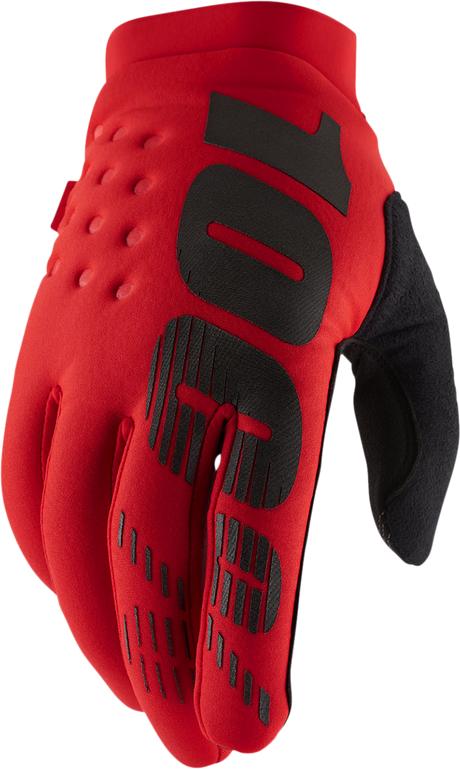 100% Brisker Gloves - Red - Large | Cold Weather Cycling Gloves for MTB and Road Bikes