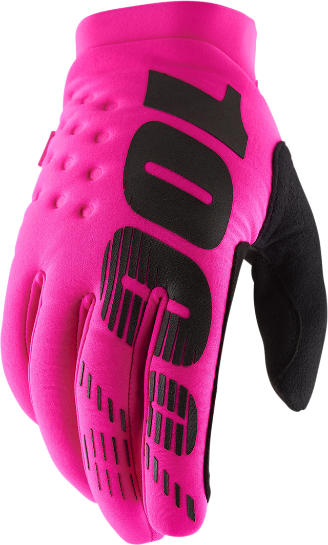 100% Brisker Gloves - Neon Pink XL with Insulation and Grip Enhancement for Motorcycle and Cycling