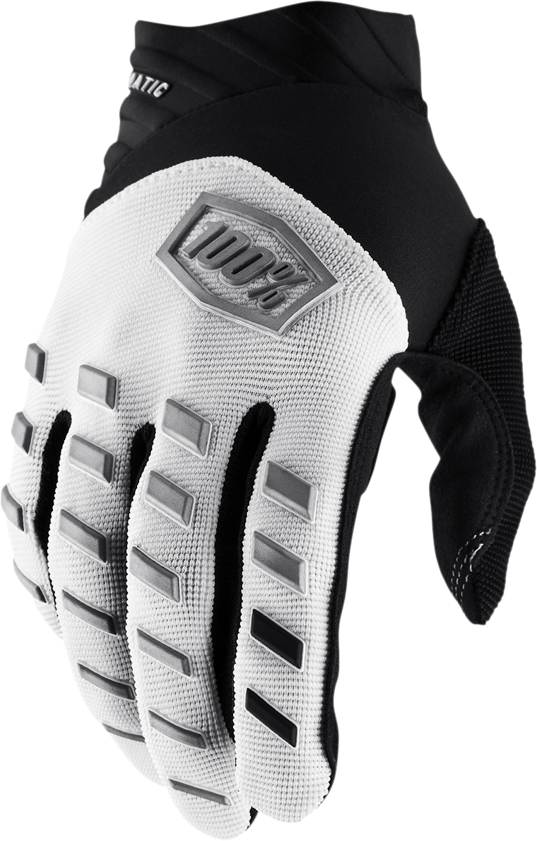 100% Airmatic Gloves - White - Small | Durable Cycling Gloves with Adjustable Wrist Closure and Touchscreen Compatibility