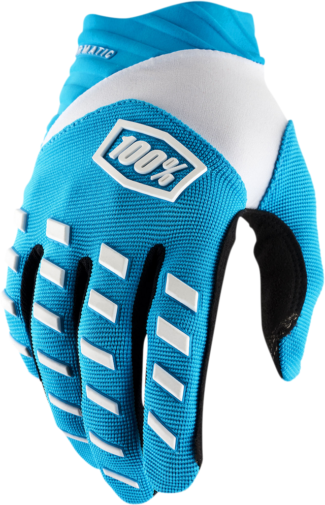 100% Airmatic Gloves Large - Blue with Adjustable TPR Wrist Closure and Impact Protection for Motorcycle and Cycling