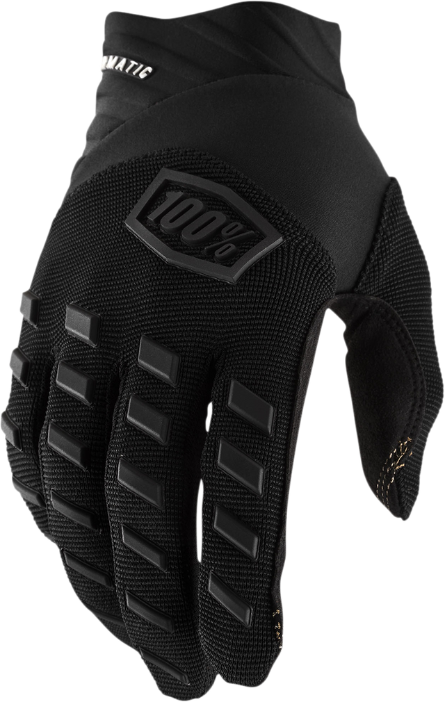 100% Airmatic Gloves - Black/Charcoal Small - Durable Neoprene Cuff and Mesh Ventilation for Motorcycle Riding