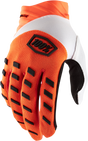 100% Airmatic Gloves Small - Fluorescent Orange with Enhanced Grip and Comfort for Motocross and MTB