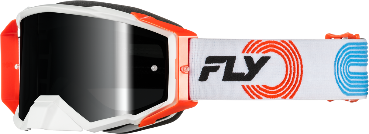 Fly Racing Zone Elite Goggle Grey/Red/Blue with Black Mirror Smoke Lens - ATV/Off-Road Helmet Compatibility