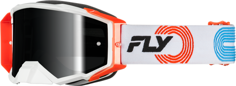Fly Racing Zone Elite Goggle Grey/Red/Blue with Black Mirror Smoke Lens - ATV/Off-Road Helmet Compatibility