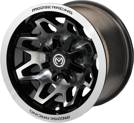 Moose Offroad 416X Rear Machined Black Wheel for 12x8 Vehicles with 4/110 Bolt Pattern
