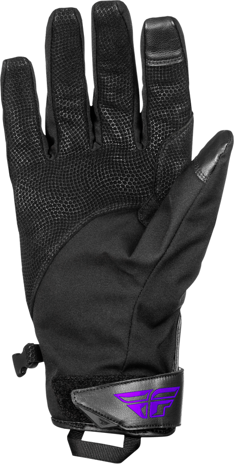 Fly Racing Long Gloves Black/Purple Large with Weatherproof and Heated Features