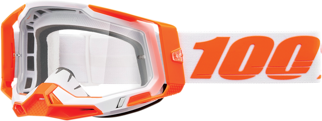 100% Racecraft 2 Goggle Orange with Clear Lens - Vehicle Fitment for Off-Road and ATV Vehicles