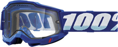 100% Accuri 2 Enduro MTB Goggle with Clear Lens - Blue Frame, Part 50016-00002, Suitable for Mountain Biking and Off-Road Cycling