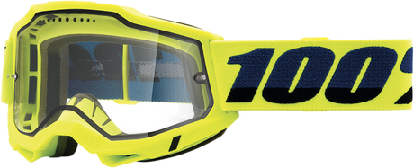 100% Accuri 2 Enduro MTB Goggle with Clear Lens - Fluo Yellow - Vehicle Fitment for Mountain Bicycles
