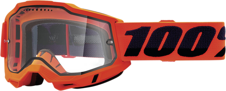 100% Accuri 2 Enduro MTB Goggle Neon Orange with Clear Lens - Perfect Fit for Mountain Biking