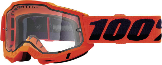 100% Accuri 2 Enduro MTB Goggle Neon Orange with Clear Lens - Perfect Fit for Mountain Biking