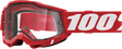 100% Accuri 2 Enduro MTB Goggle with Clear Lens - Neon Red Frame, Designed for Mountain Bikes and Off-Road Cycling