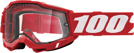 100% Accuri 2 Enduro MTB Goggle with Clear Lens - Neon Red Frame, Designed for Mountain Bikes and Off-Road Cycling