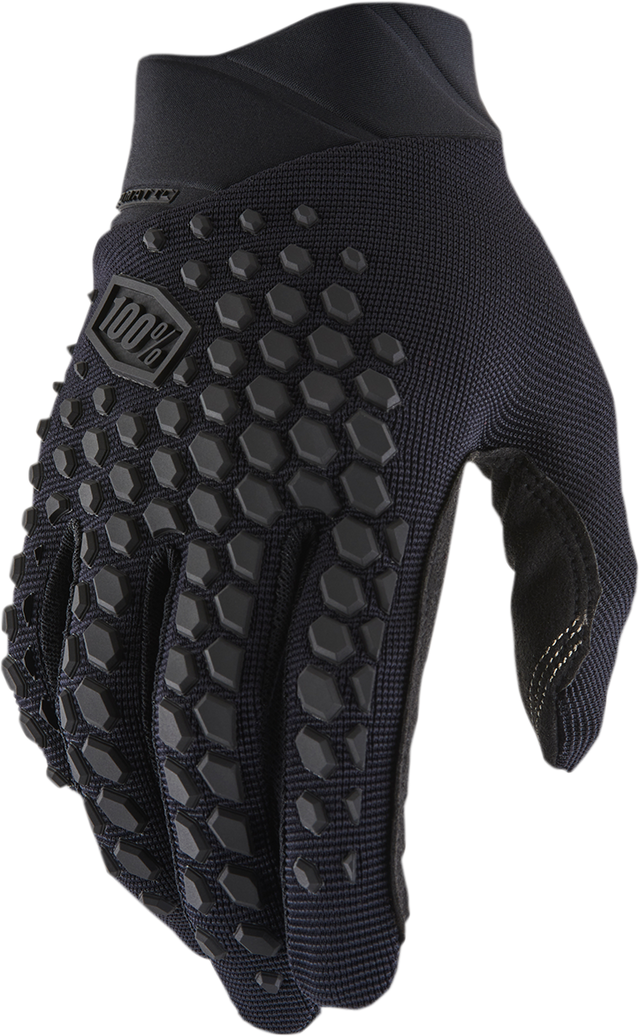 100% Geomatic Gloves - Black/Charcoal, Small | Designed for Motocross and Off-Road Vehicles