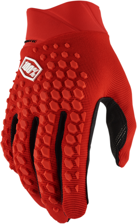 100% Geomatic Gloves - Red Large with Embossed Neoprene Cuff and Touchscreen Capability for ATV, Motocross, and Off-Road Riding