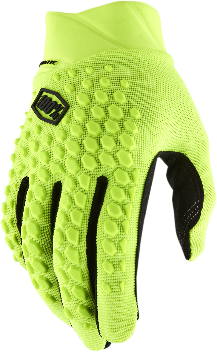 100% Geomatic Gloves Fluorescent Yellow XL - Durable Neoprene Cuff and Enhanced Grip for Cycling and Outdoor Activities