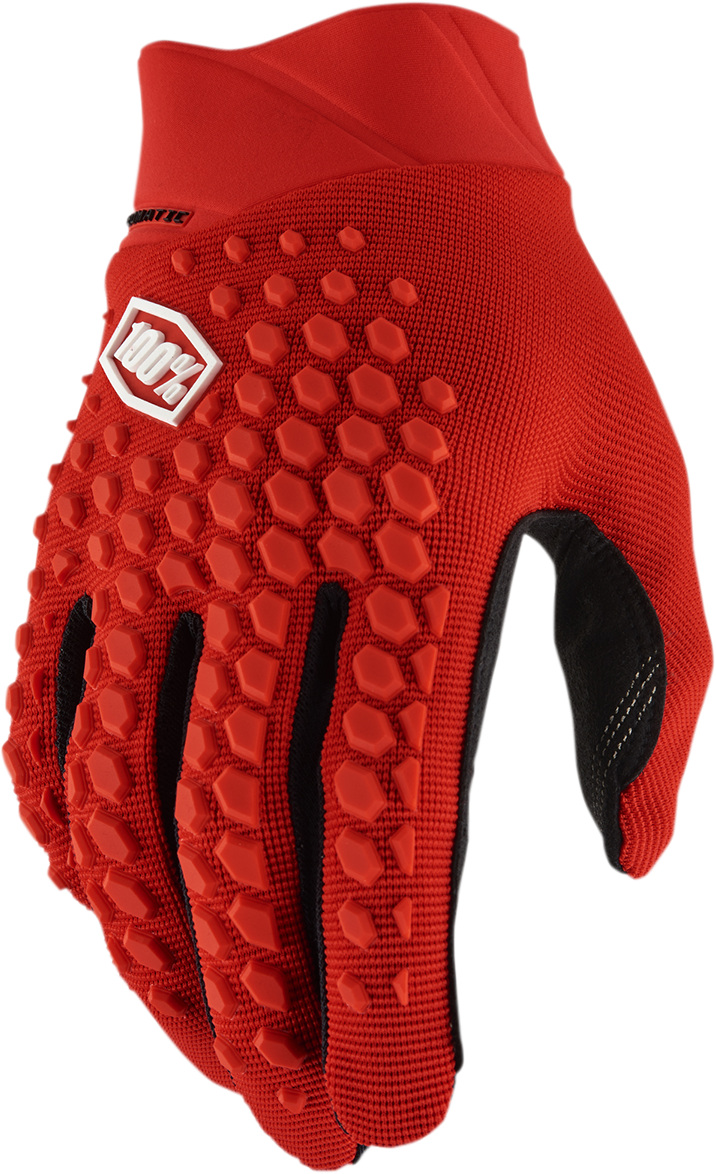 100% Geomatic Gloves - Red, Medium - Durable Neoprene Cuff with Touchscreen Compatibility for Off-Road and Mountain Biking