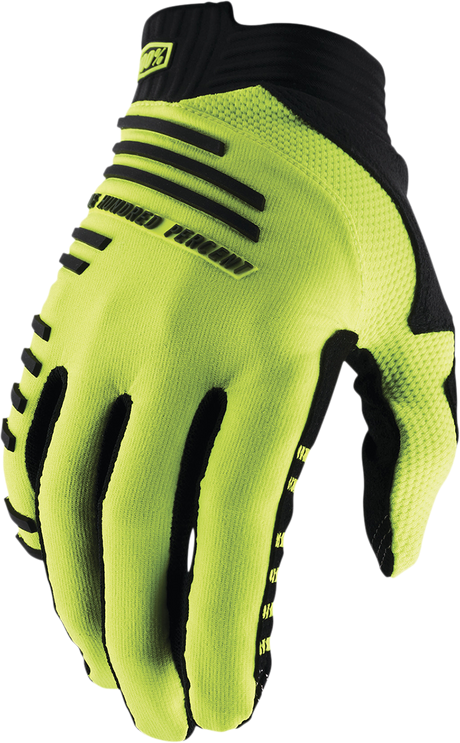 100% R-Core Gloves - Fluorescent Yellow Medium - Snag-Resistant Performance Cycling Gloves for Men and Women