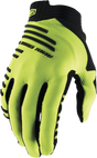 100% R-Core Gloves - Fluorescent Yellow Medium - Snag-Resistant Performance Cycling Gloves for Men and Women