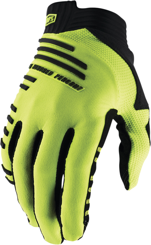 100% R-Core MTB Gloves - Fluorescent Yellow, XL - Durable Cycling Gloves with Touchscreen Compatibility