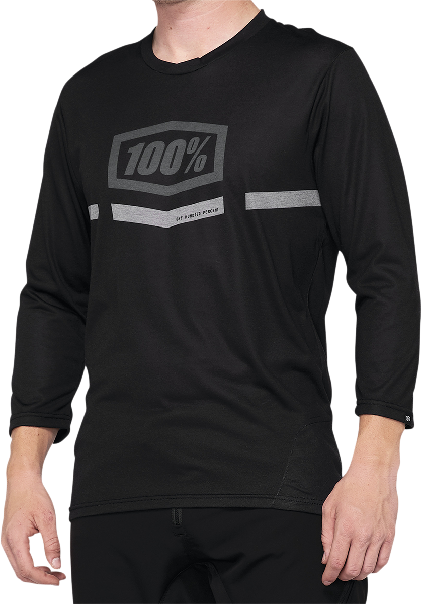 100% Airmatic 3/4 Sleeve Jersey - Black, Size Large | Perfect Fit for Trail Riding