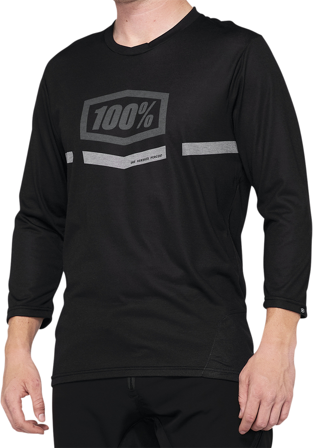 100% Airmatic 3/4 Sleeve Jersey - Black, Size Large | Perfect Fit for Trail Riding