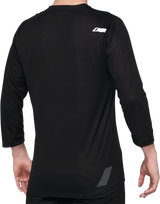 100% Airmatic 3/4 Sleeve Jersey - Black, Size Large | Perfect Fit for Trail Riding