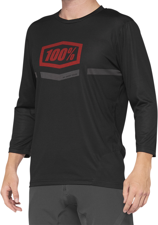 100% Airmatic 3/4 Sleeve Jersey - Black/Red, Medium - Designed for Trail Riding and Comfort