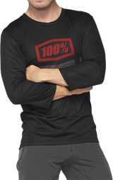 100% Airmatic 3/4 Sleeve Jersey - Black/Red, Medium - Designed for Trail Riding and Comfort