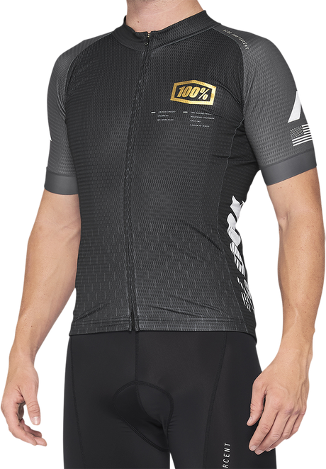 100% Exceeda Short-Sleeve Jersey for Men - Black/Charcoal, Medium - Part Number 40051-00001