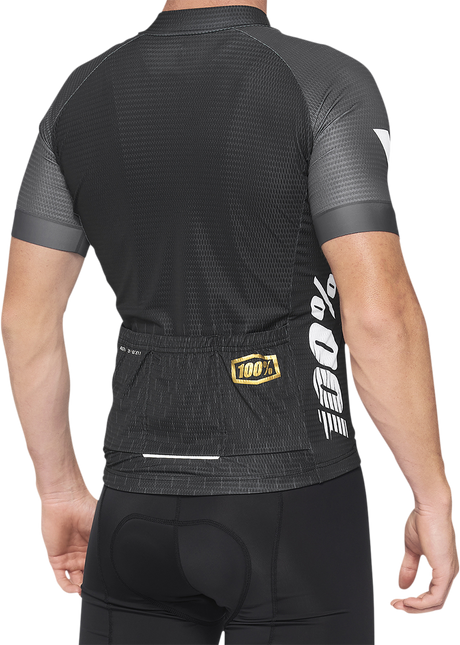 100% Exceeda Short-Sleeve Jersey for Men - Black/Charcoal, Medium - Part Number 40051-00001