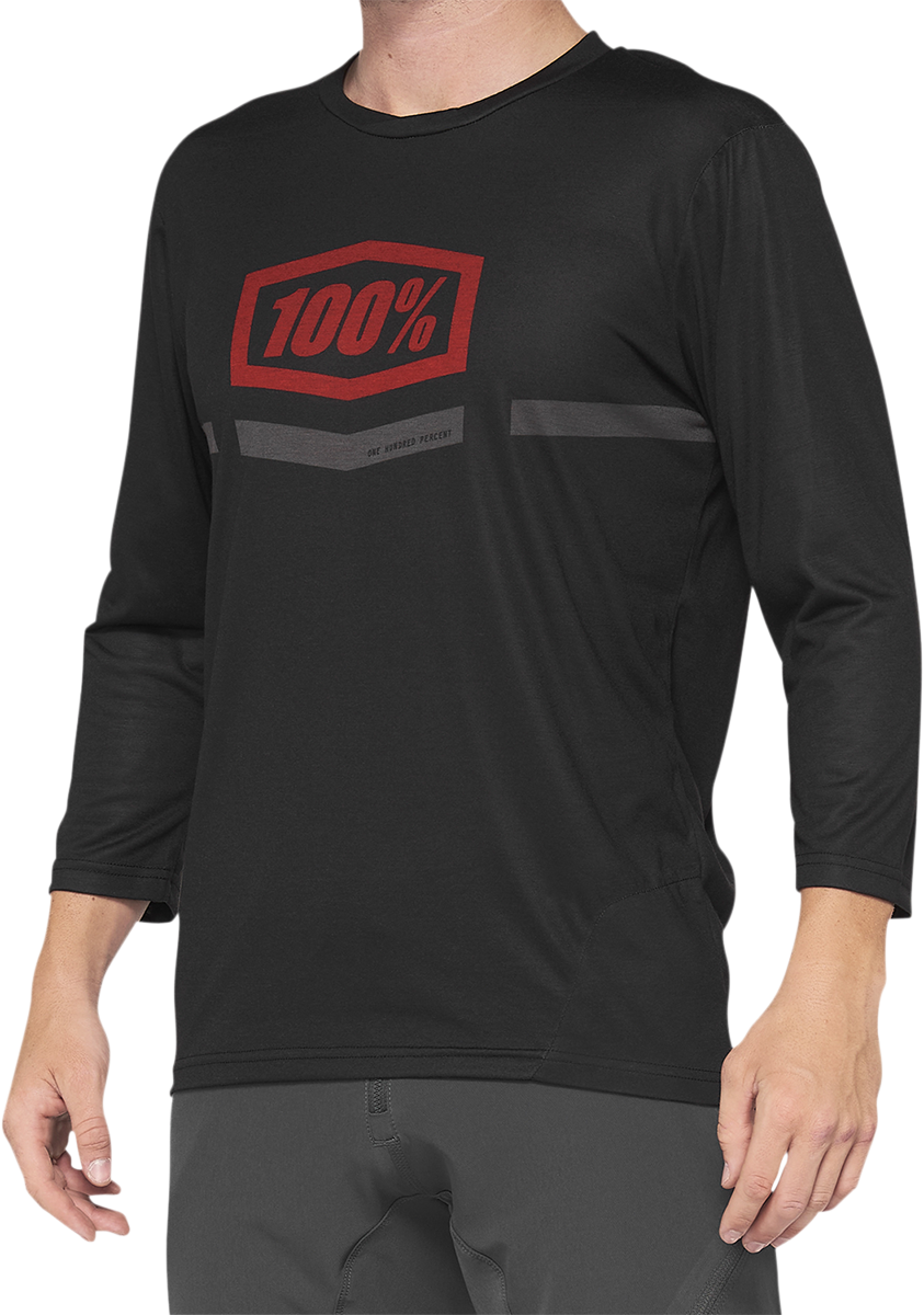 100% Airmatic 3/4 Sleeve Jersey - Black/Red, Size XL - Perfect for Trail Riding, Fits Honda CR-V, Ford F-150, Toyota RAV4, Chevrolet Silverado