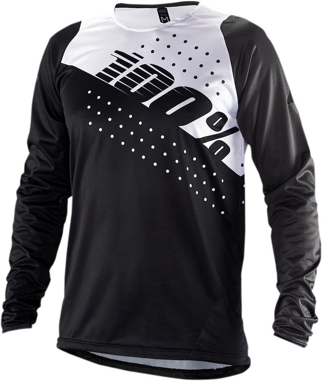 100% R-Core Long-Sleeve Jersey for Motorcycles - Black/White, Small - Part Number 40005-00010